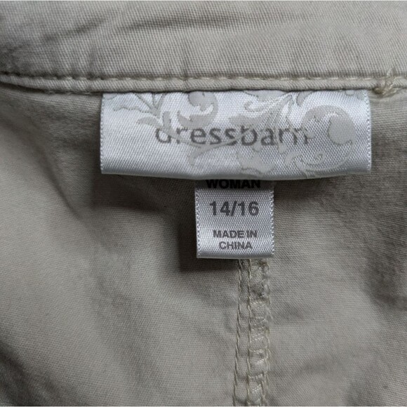 Women's Cotton Khaki Military Jacket Hook & Eye Closure  3/4 Sleeve - Sz 14/16 - Picture 6 of 8